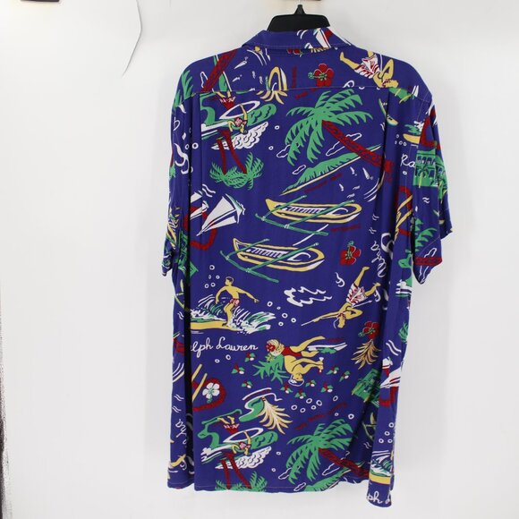 Polo Ralph Lauren Shirt Mens XL All Over Beach Aloha Graphic Print loop collar - Picture 8 of 13